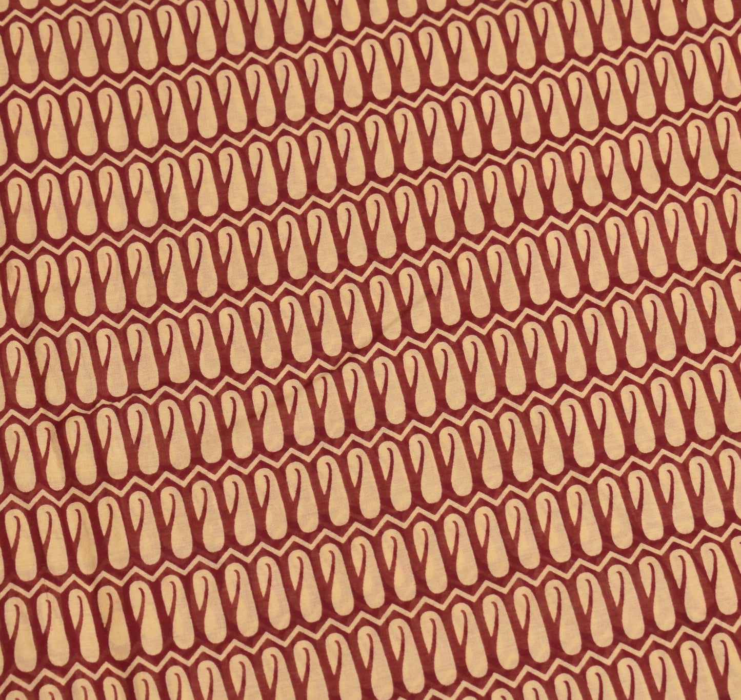 Sushila Vintage Maroon Beige Saree Pure Cotton Printed Paisley Soft Craft Fabric