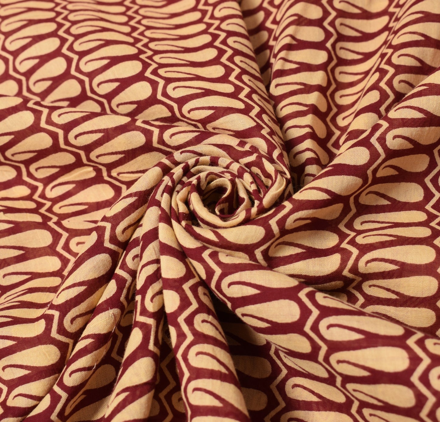 Sushila Vintage Maroon Beige Saree Pure Cotton Printed Paisley Soft Craft Fabric