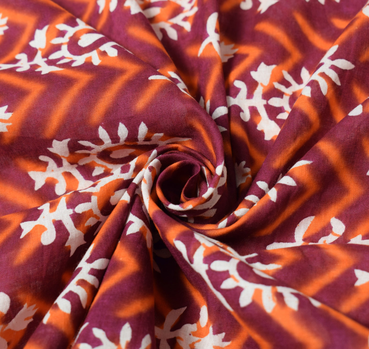 Sushila Vintage Dark Magenta Saree Pure Cotton Hand Printed Batik Soft Fabric