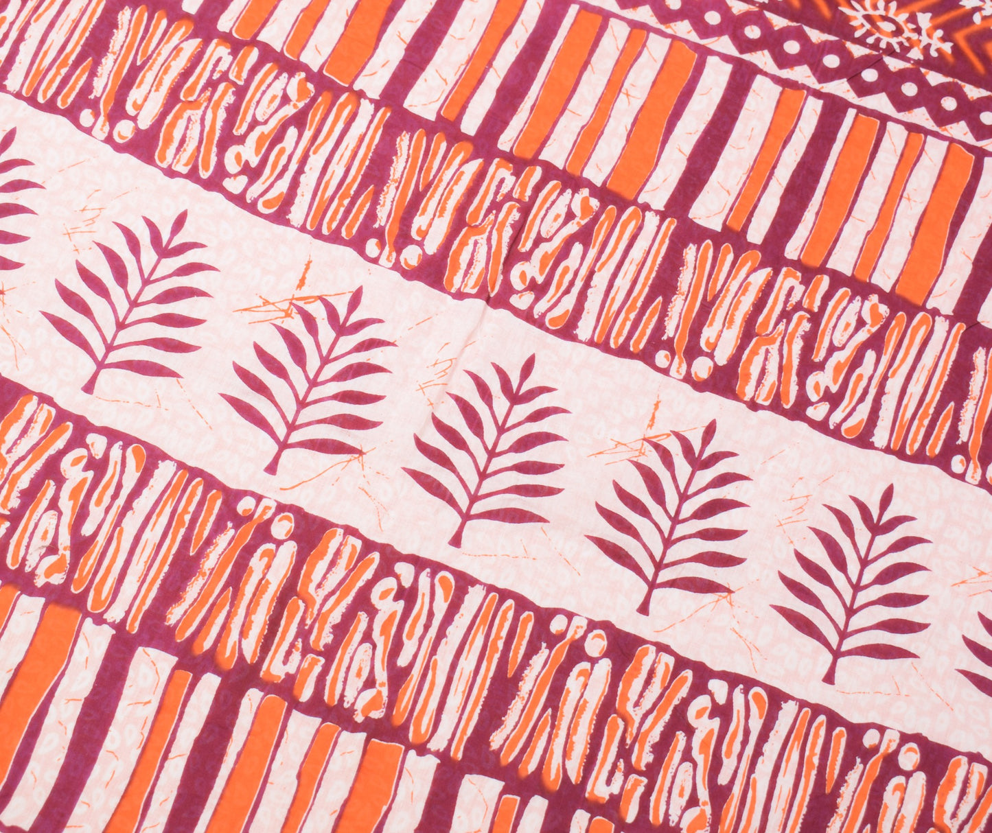 Sushila Vintage Dark Magenta Saree Pure Cotton Hand Printed Batik Soft Fabric