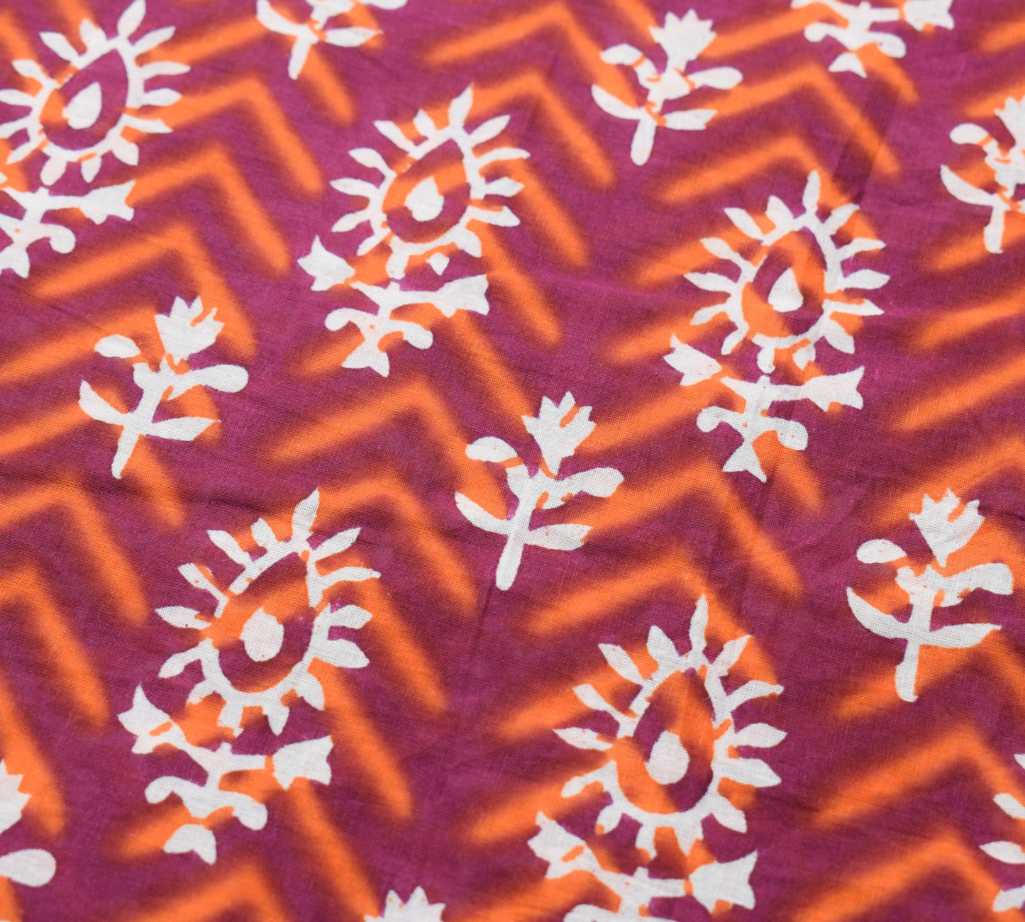 Sushila Vintage Dark Magenta Saree Pure Cotton Hand Printed Batik Soft Fabric