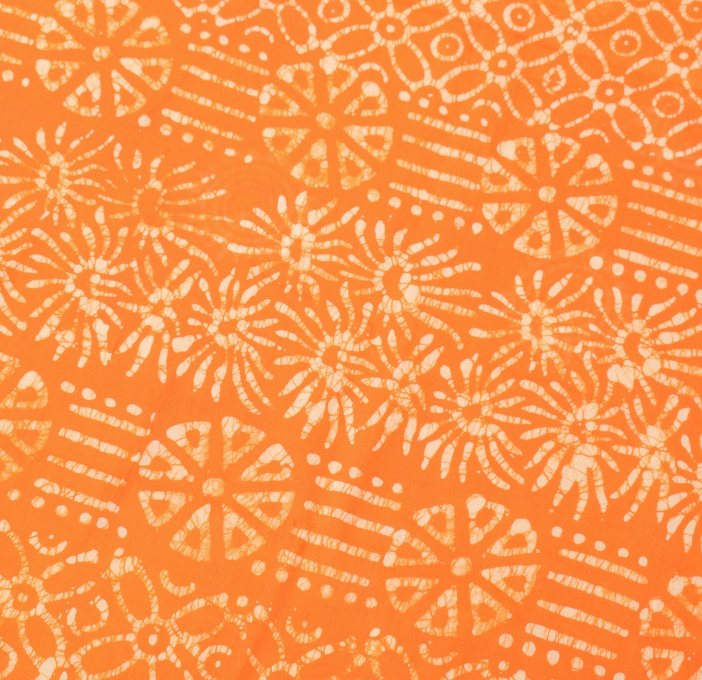 Sushila Vintage Yellow Orange Saree 100% Pure Cotton Printed Batik Soft Fabric