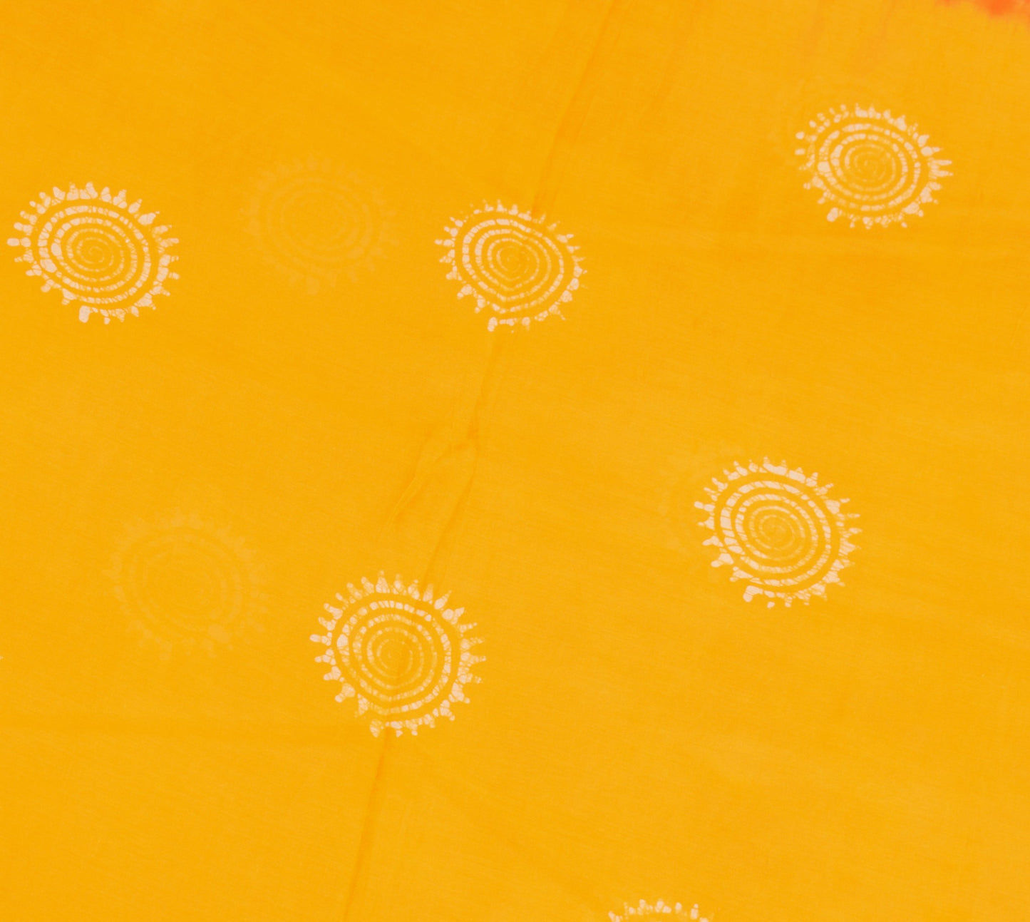 Sushila Vintage Yellow Orange Saree 100% Pure Cotton Printed Batik Soft Fabric