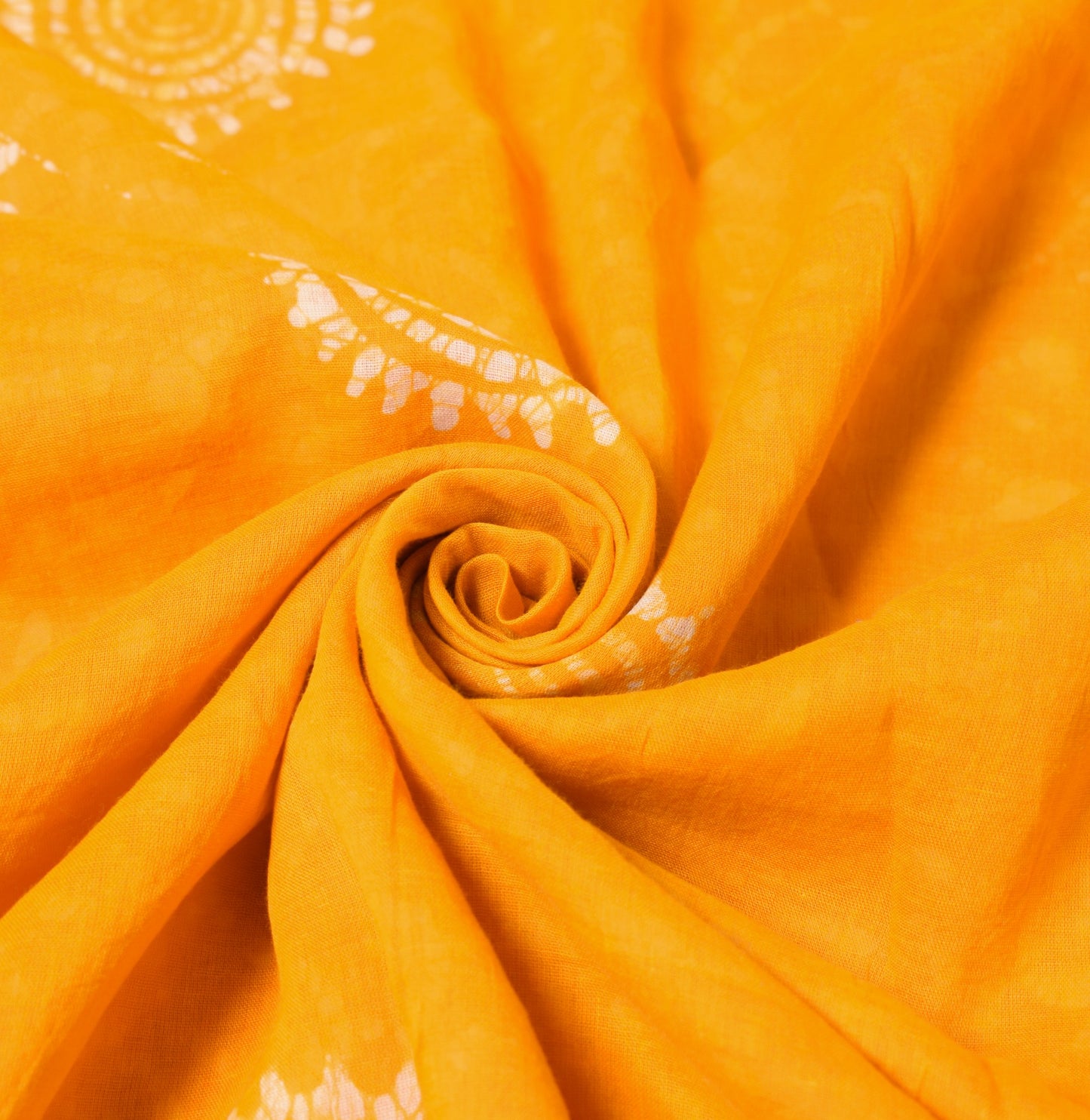 Sushila Vintage Yellow Orange Saree 100% Pure Cotton Printed Batik Soft Fabric