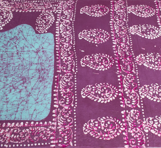 Sushila Vintage Batik Printed Saree 100%Pure Cotton 6Yard Sari Soft Craft Fabric