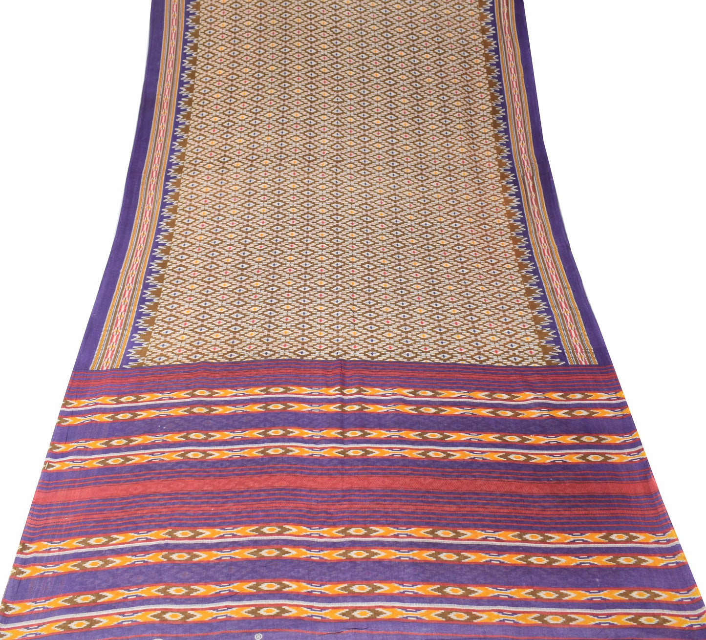 Sushila Vintage Henna Green Saree Pure Cotton Printed Geometrical Soft Fabric