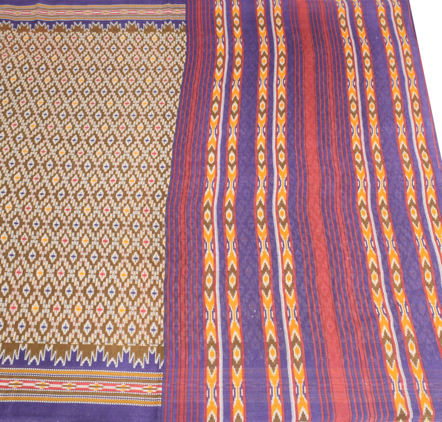 Sushila Vintage Henna Green Saree Pure Cotton Printed Geometrical Soft Fabric