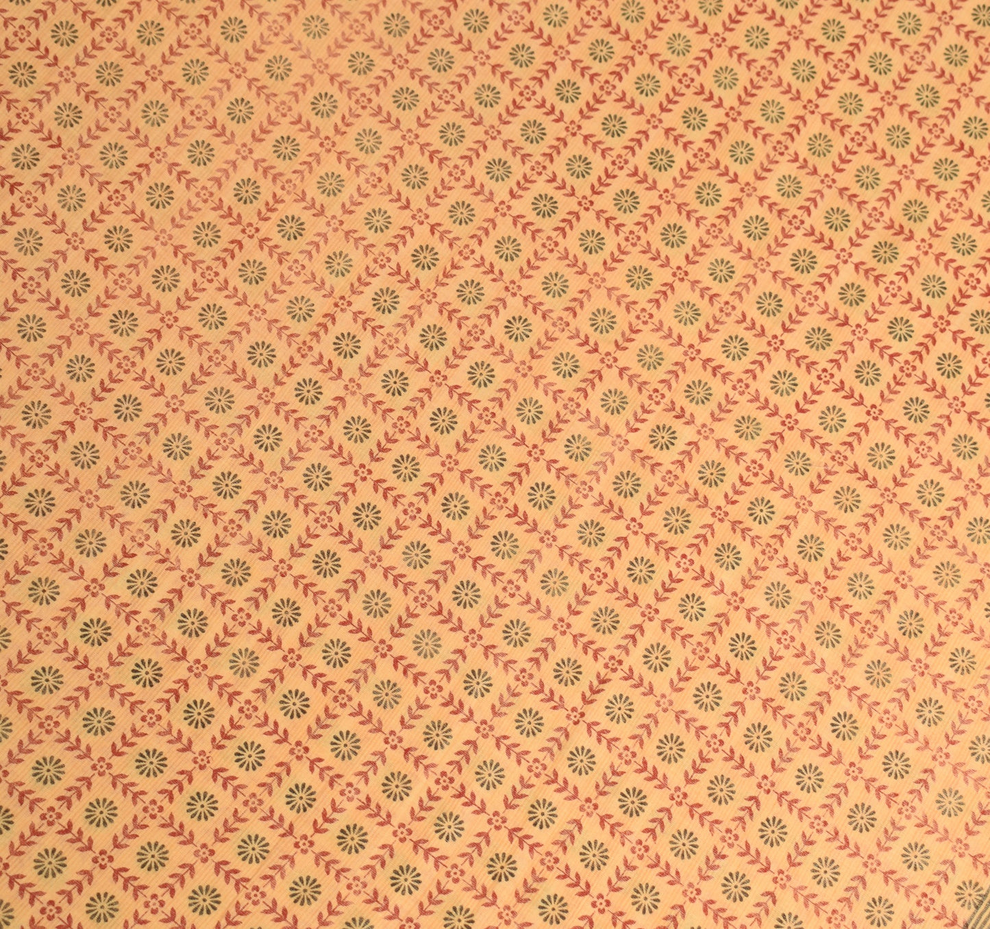 Sushila Vintage Floral Zaal Saree Pure Cotton Printed Yellow Soft Craft Fabric