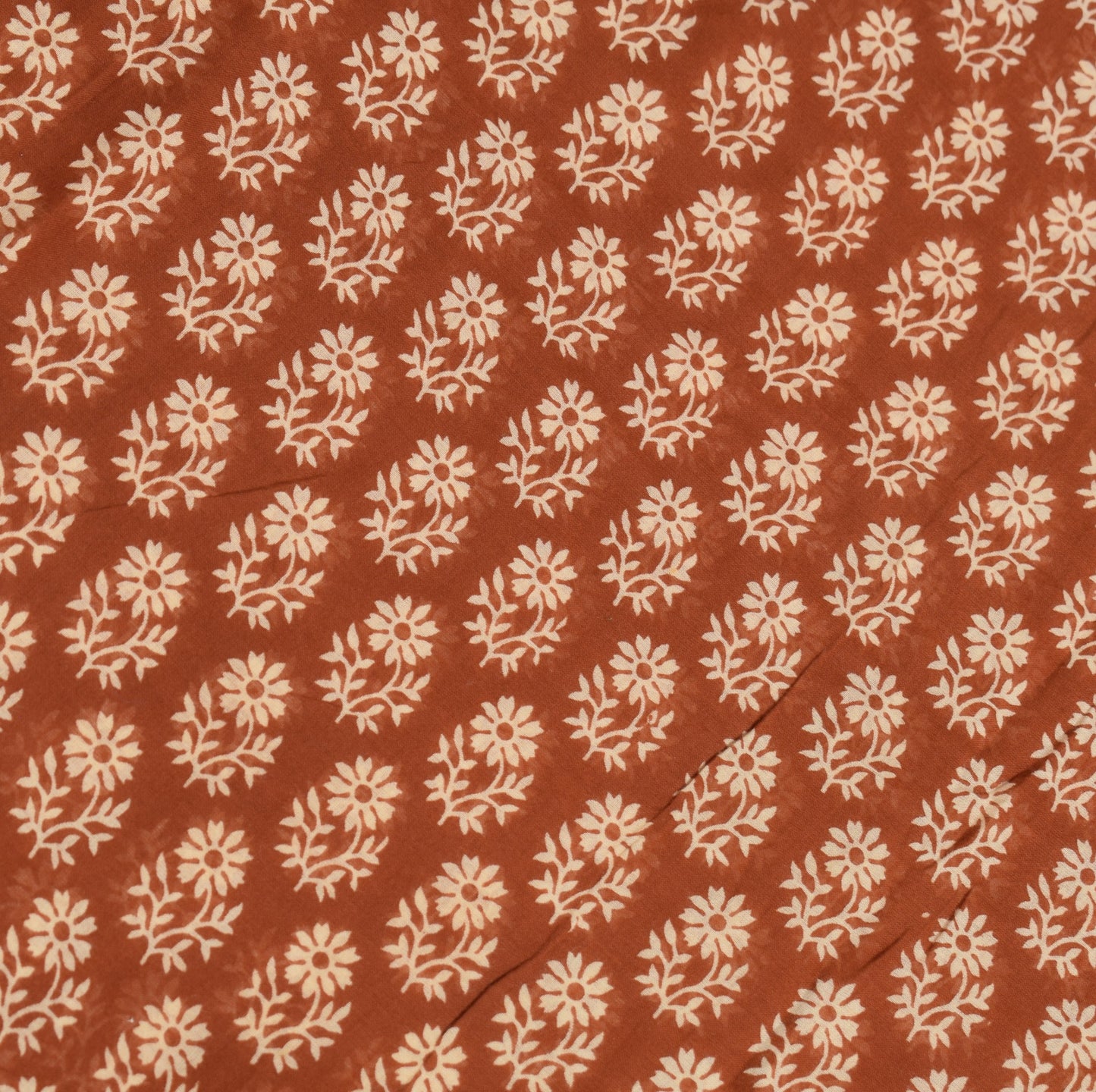 Sushila Vintage Floral Brown Saree 100% Pure Cotton Printed Soft Craft Fabric