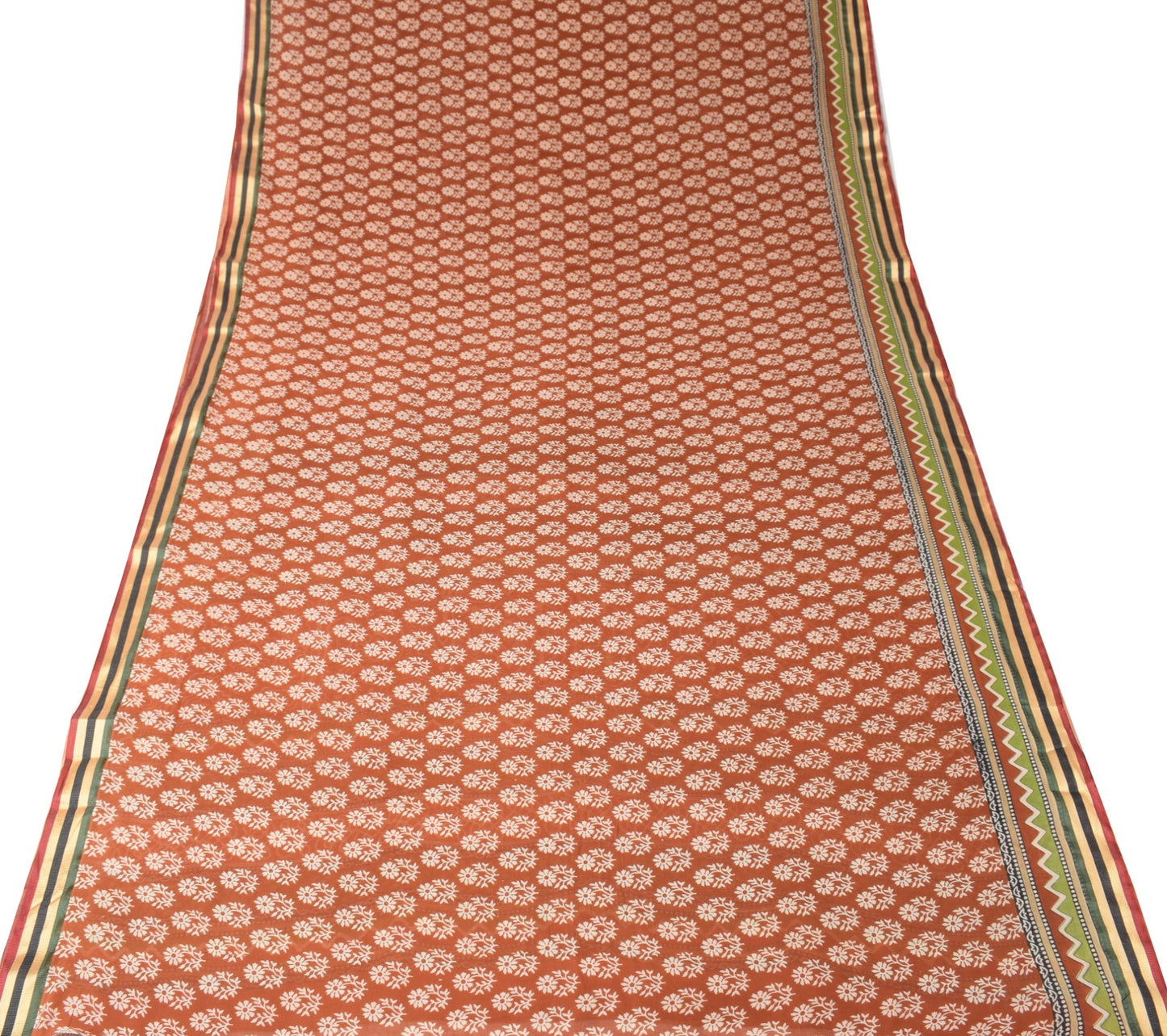 Sushila Vintage Floral Brown Saree 100% Pure Cotton Printed Soft Craft Fabric