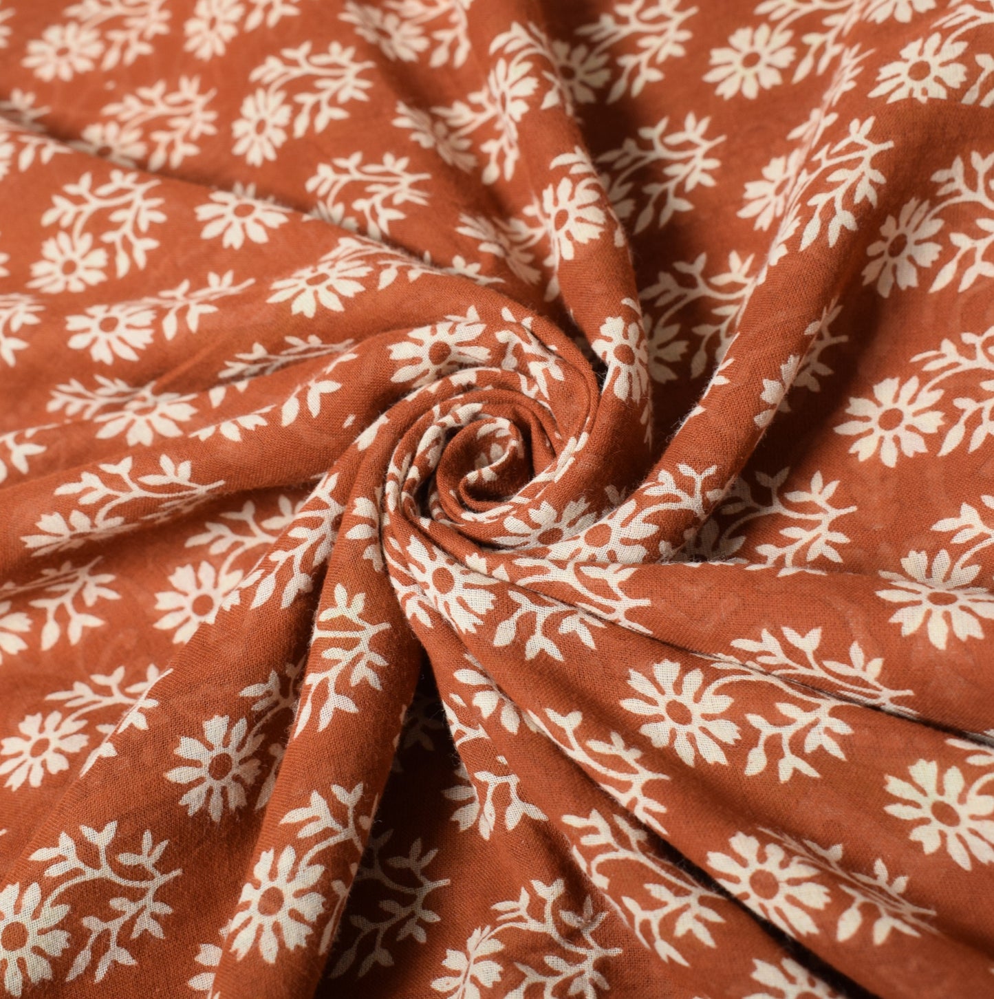 Sushila Vintage Floral Brown Saree 100% Pure Cotton Printed Soft Craft Fabric