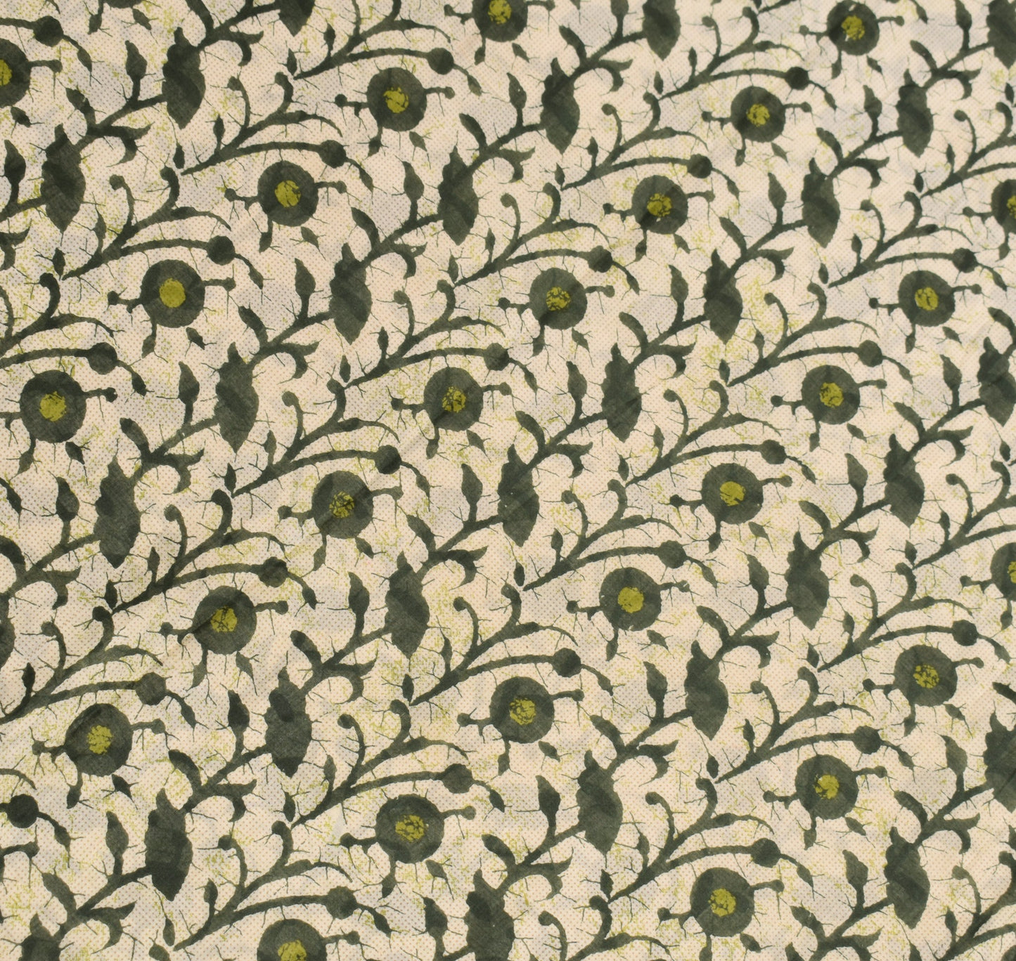 Sushila Vintage Cream & Dark Green Saree Pure Cotton Printed Soft Craft Fabric