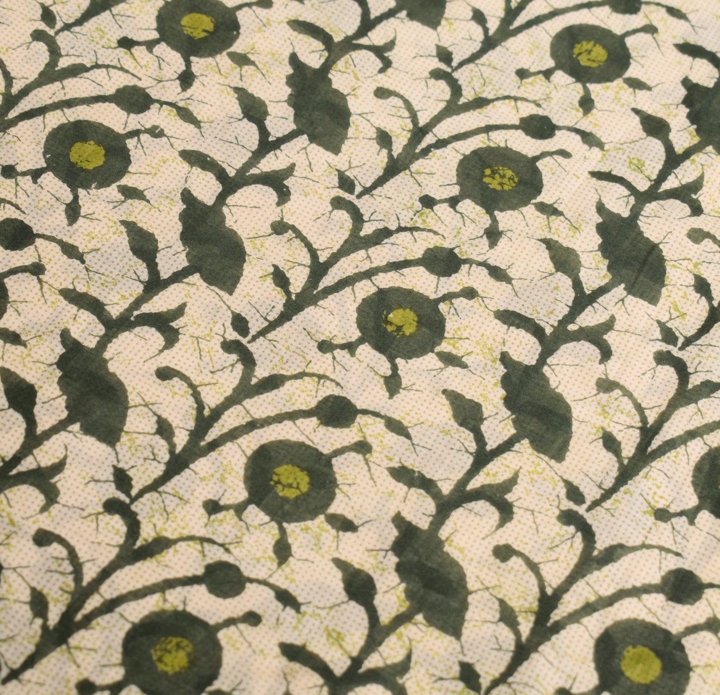 Sushila Vintage Cream & Dark Green Saree Pure Cotton Printed Soft Craft Fabric