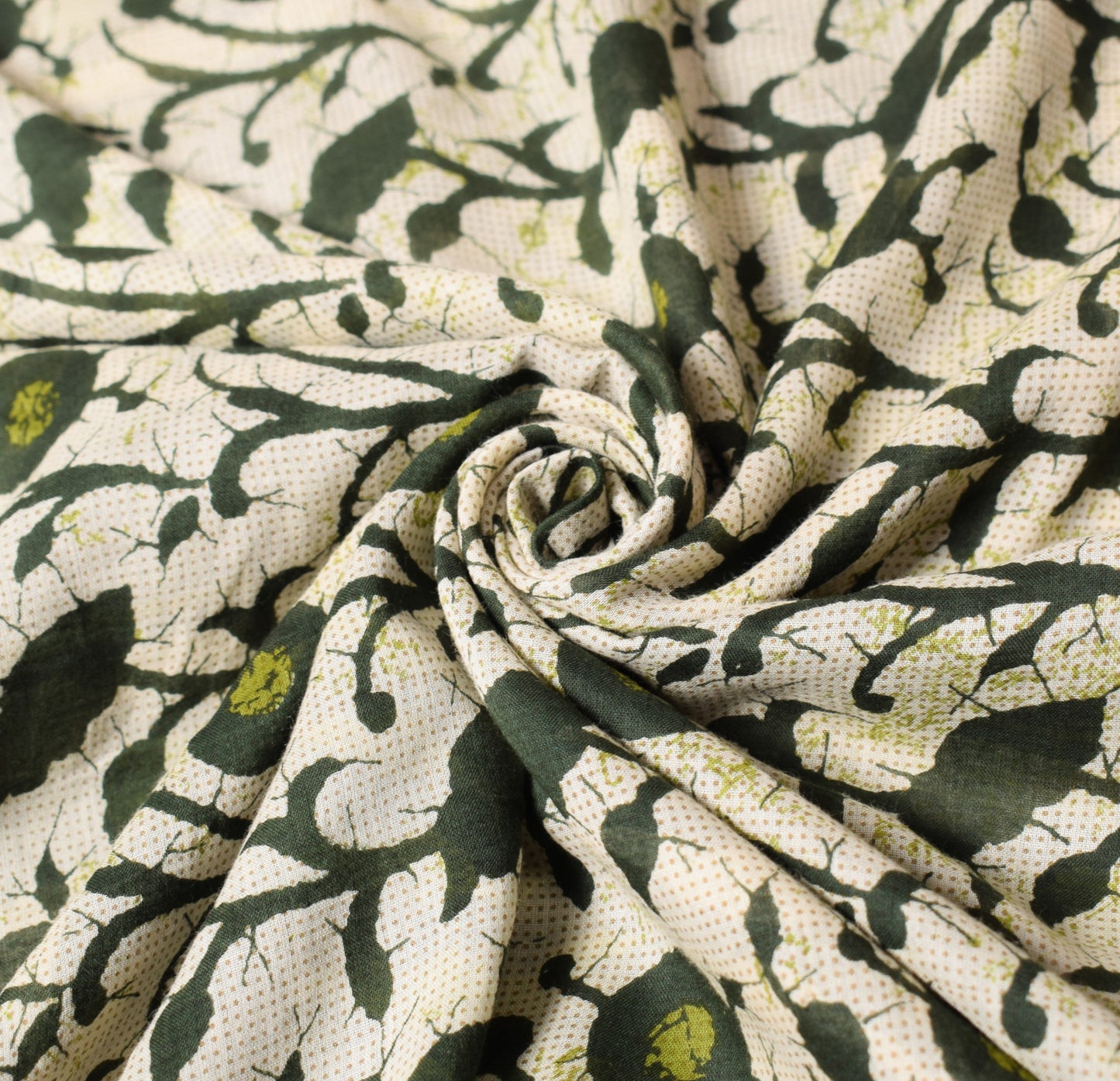 Sushila Vintage Cream & Dark Green Saree Pure Cotton Printed Soft Craft Fabric