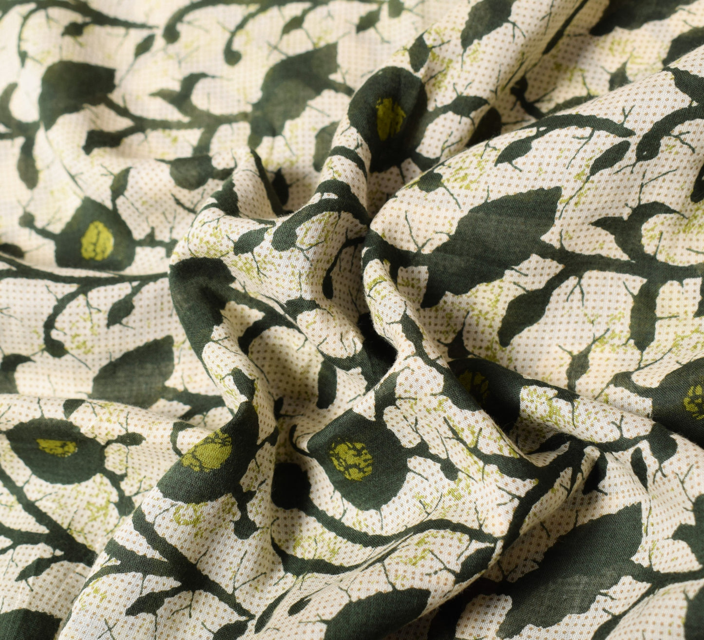 Sushila Vintage Cream & Dark Green Saree Pure Cotton Printed Soft Craft Fabric