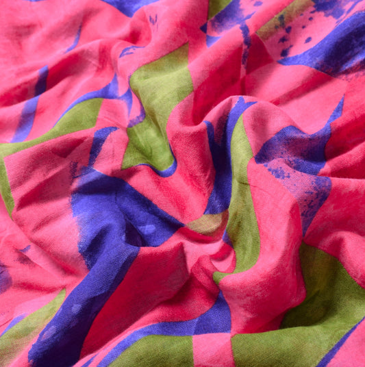 Sushila Vintage Magenta Saree Pure Cotton Printed Daily Wear Soft Craft Fabric