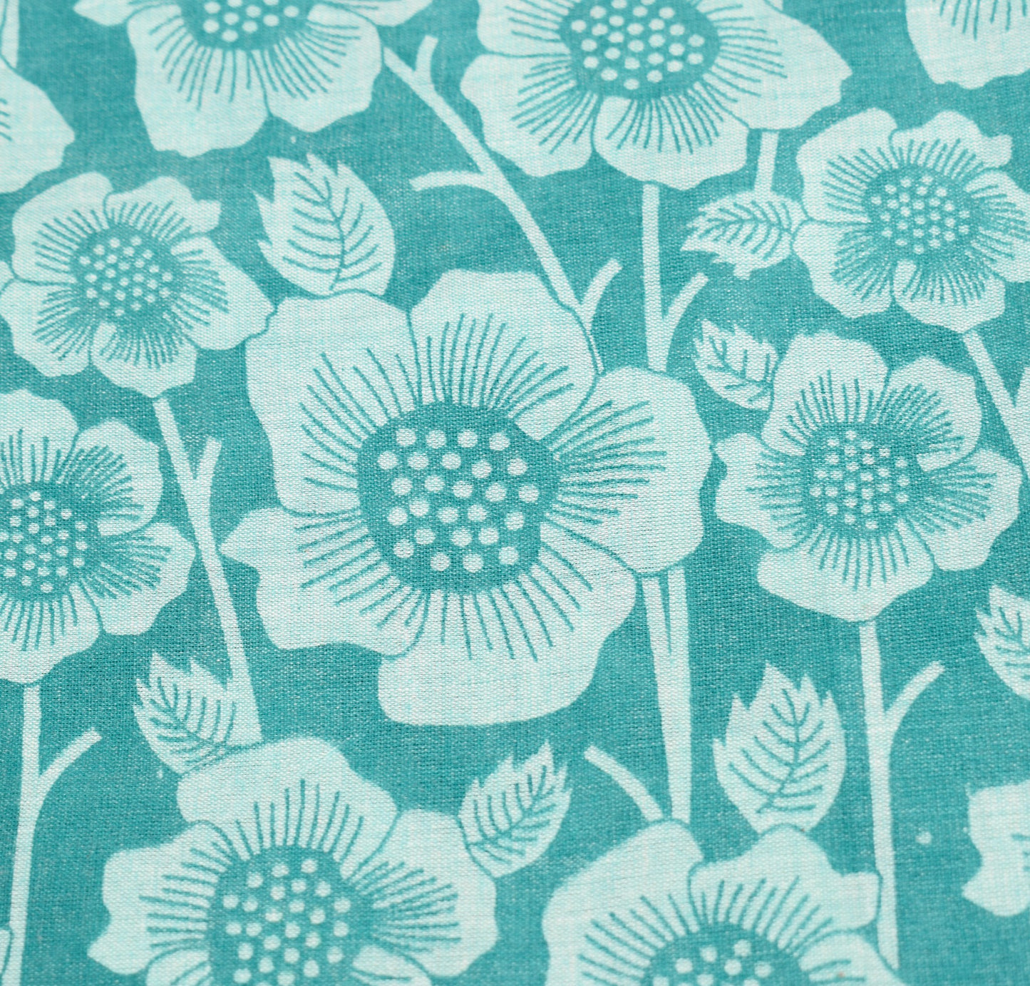 Sushila Vintage Aqua Green Saree 100% Pure Cotton Printed Floral Craft Fabric
