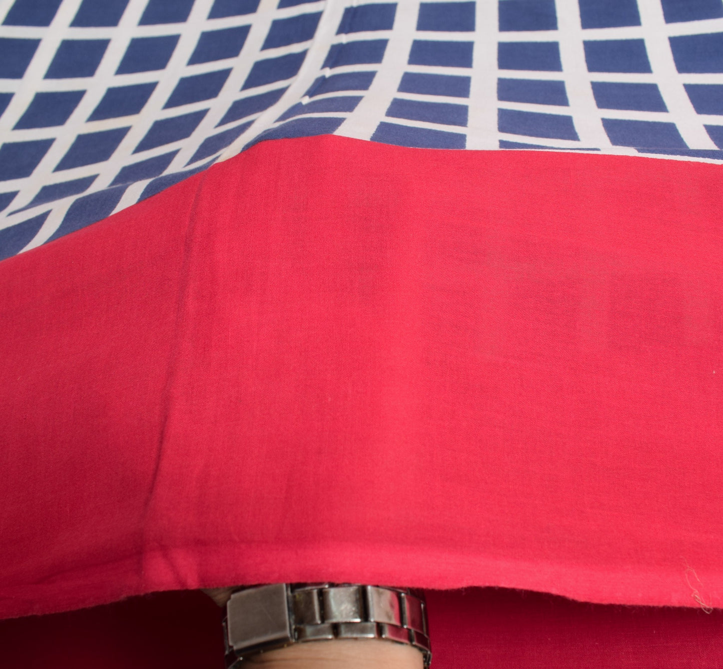 Sushila Vintage Checks Blue Magenta Saree Pure Cotton Printed Soft Craft Fabric