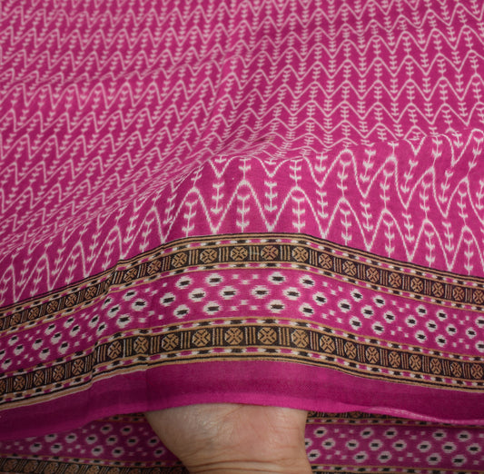 Sushila Vintage Magenta Indian Saree 100% Pure Cotton Printed Soft Craft Fabric