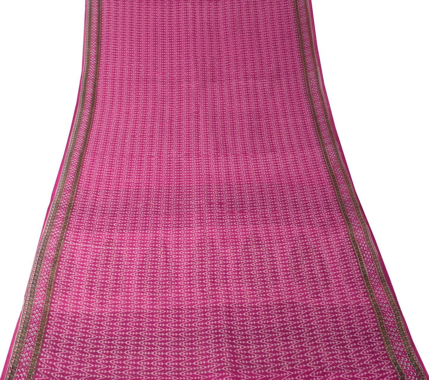 Sushila Vintage Magenta Indian Saree 100% Pure Cotton Printed Soft Craft Fabric