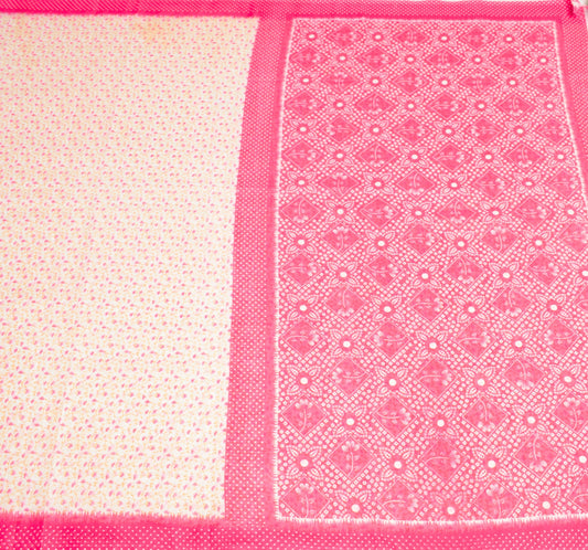 Sushila Vintage Floral Saree Art Cotton Floral Printed 8 Yard Sari Craft Fabric