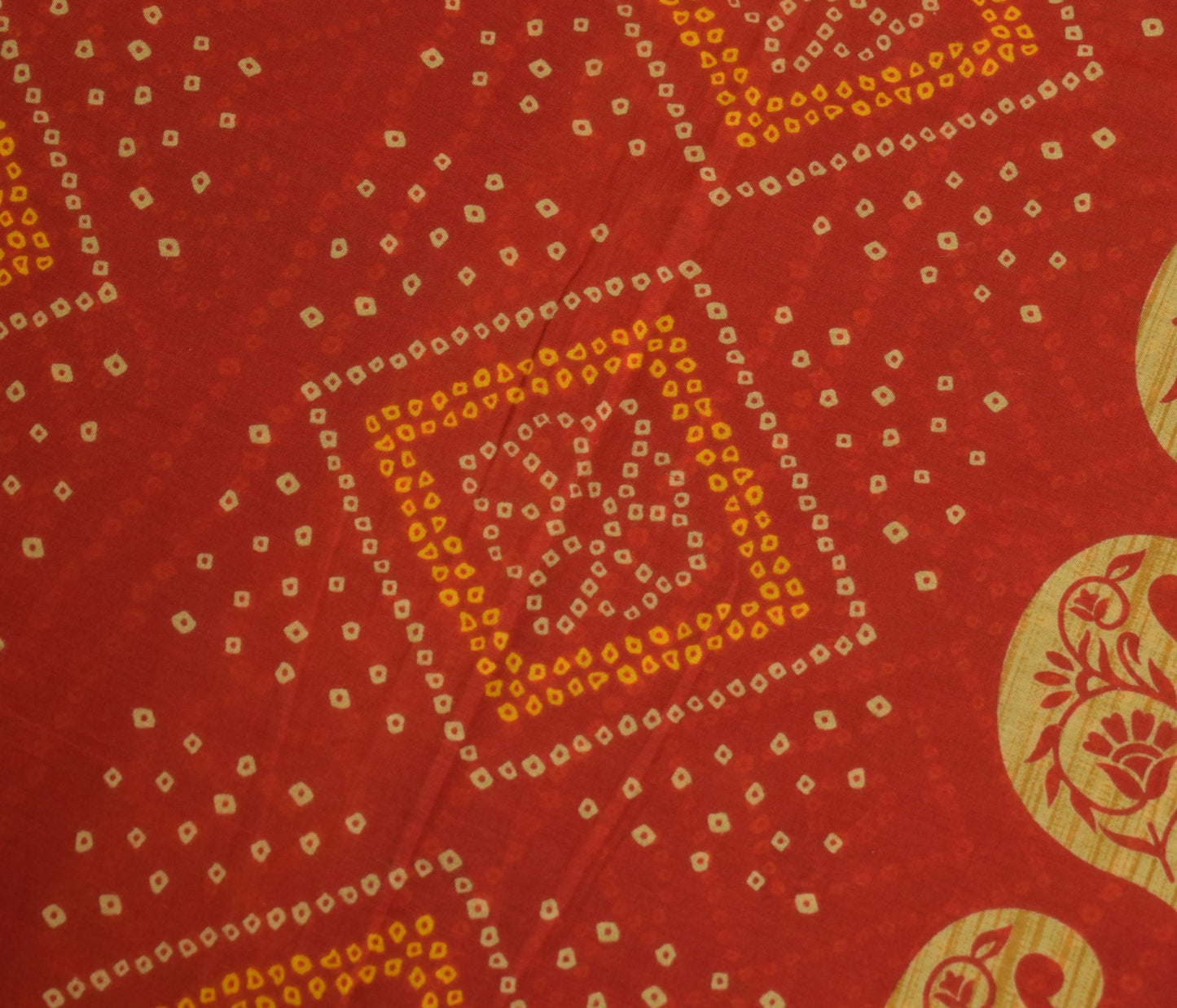 Sushila Vintage Red & Green Saree Indian Pure Cotton Printed Soft Craft Fabric
