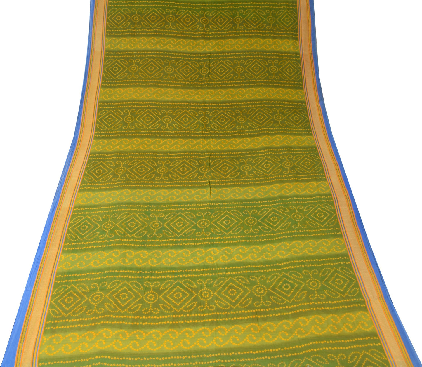 Sushila Vintage Red & Green Saree Indian Pure Cotton Printed Soft Craft Fabric