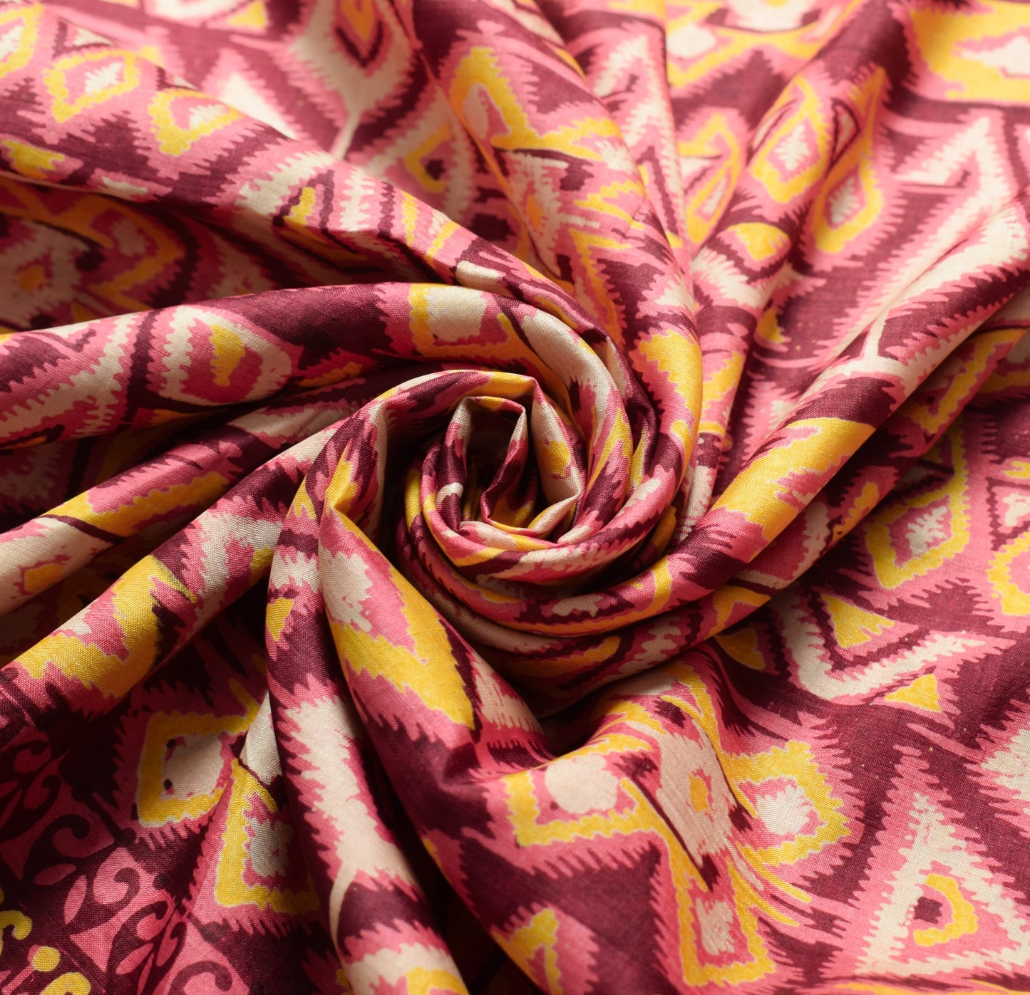 Sushila Vintage Pink Scrap Saree Pure Silk Printed Hand Block Sari Craft Fabric