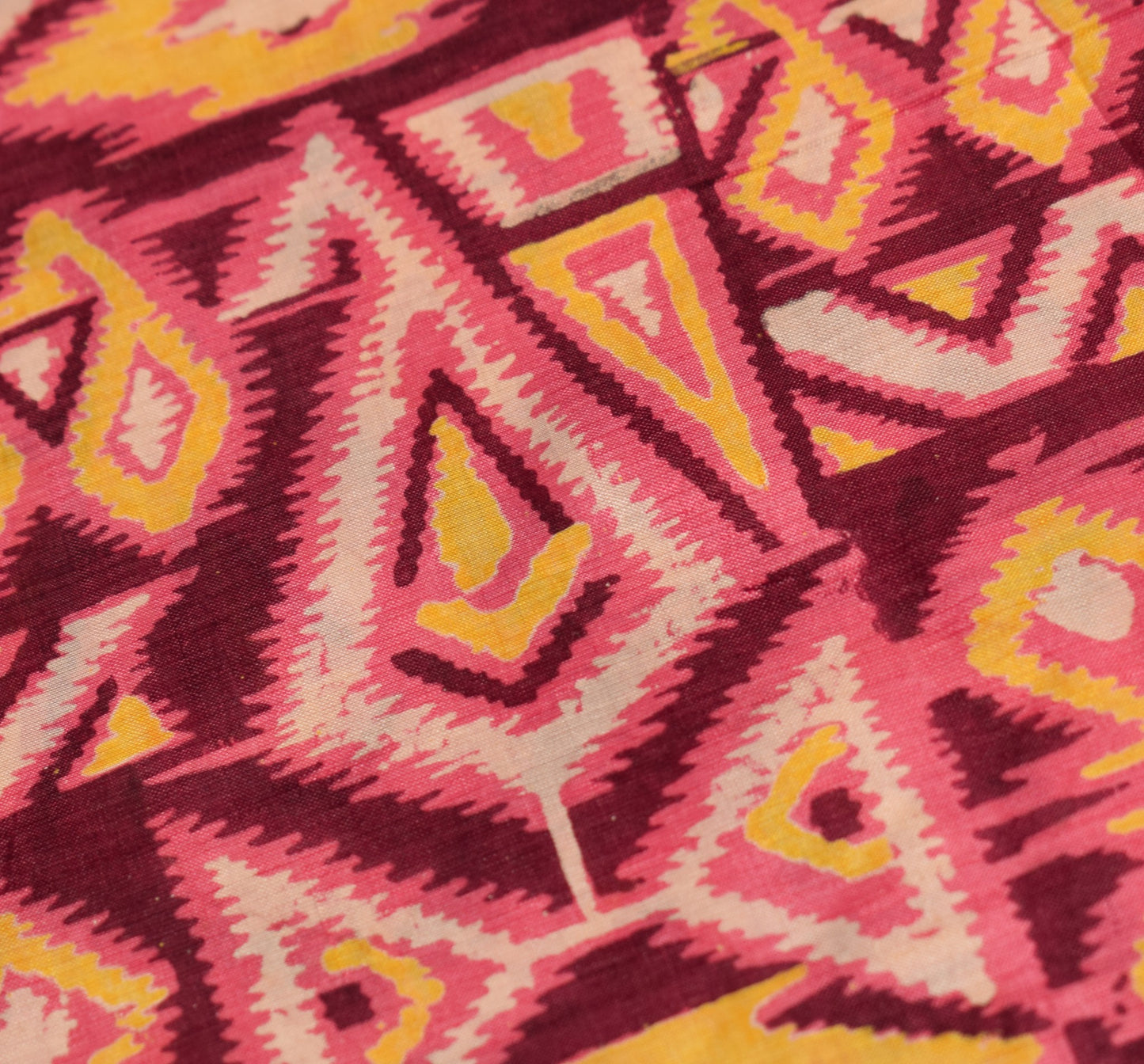 Sushila Vintage Pink Scrap Saree Pure Silk Printed Hand Block Sari Craft Fabric