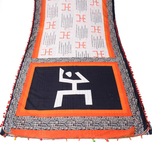 Sushila Vintage White Saree Pure Cotton Printed Antique Sari Soft Craft Fabric