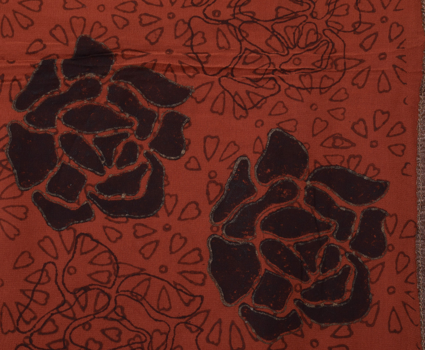 Sushila Vintage Rust Sari 100% Pure Georgette Silk Printed Embroidered Fabric
