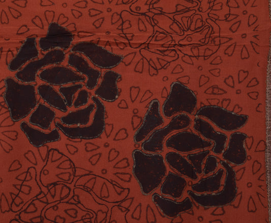Sushila Vintage Rust Sari 100% Pure Georgette Silk Printed Embroidered Fabric