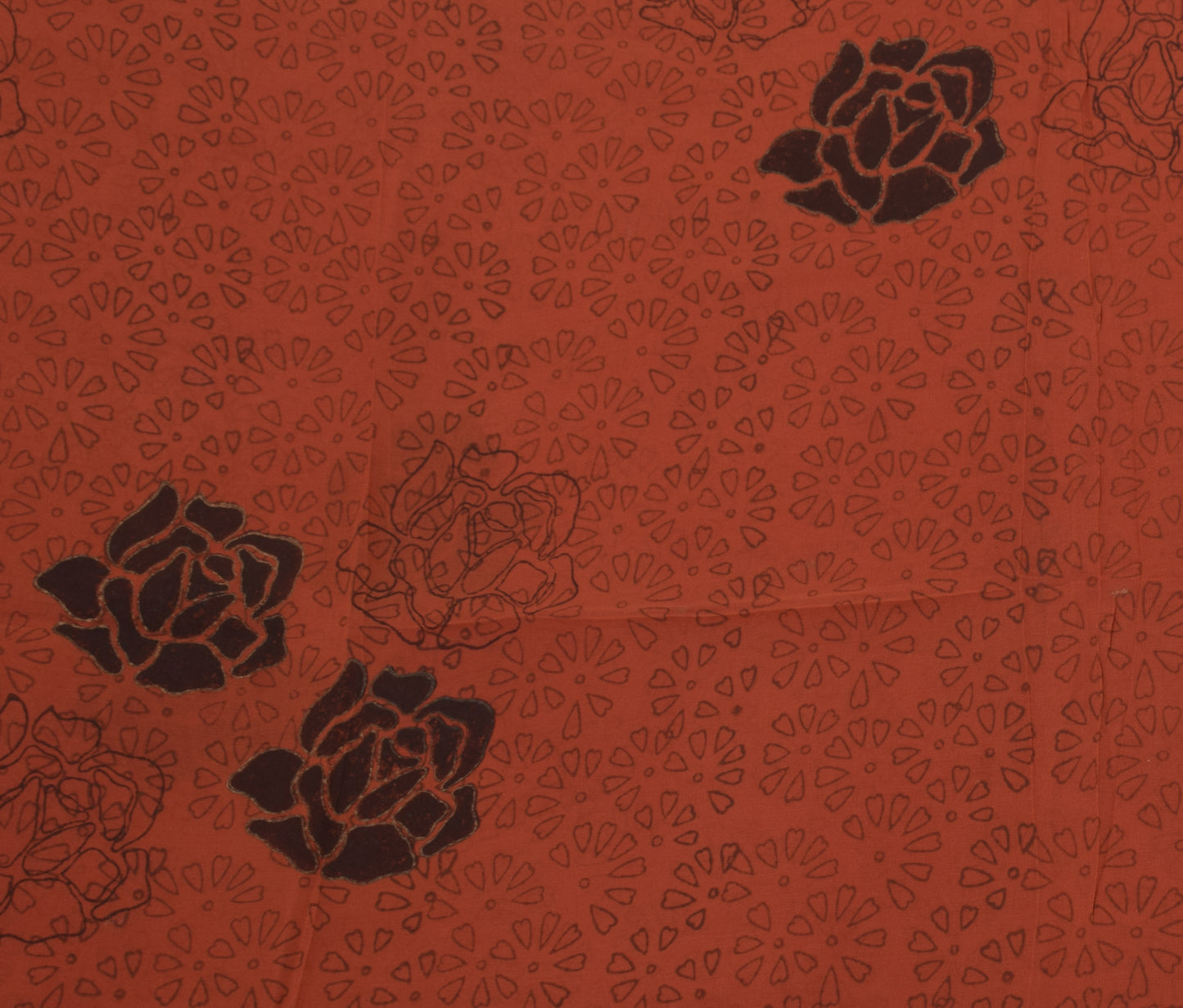 Sushila Vintage Rust Sari 100% Pure Georgette Silk Printed Embroidered Fabric