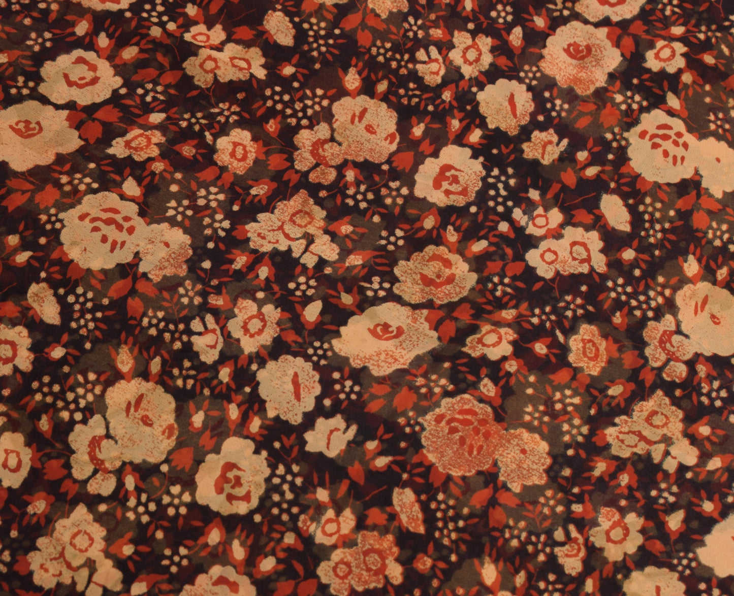 Sushila Vintage Black Saree Pure Georgette Silk Printed Craft Floral Sari Fabric