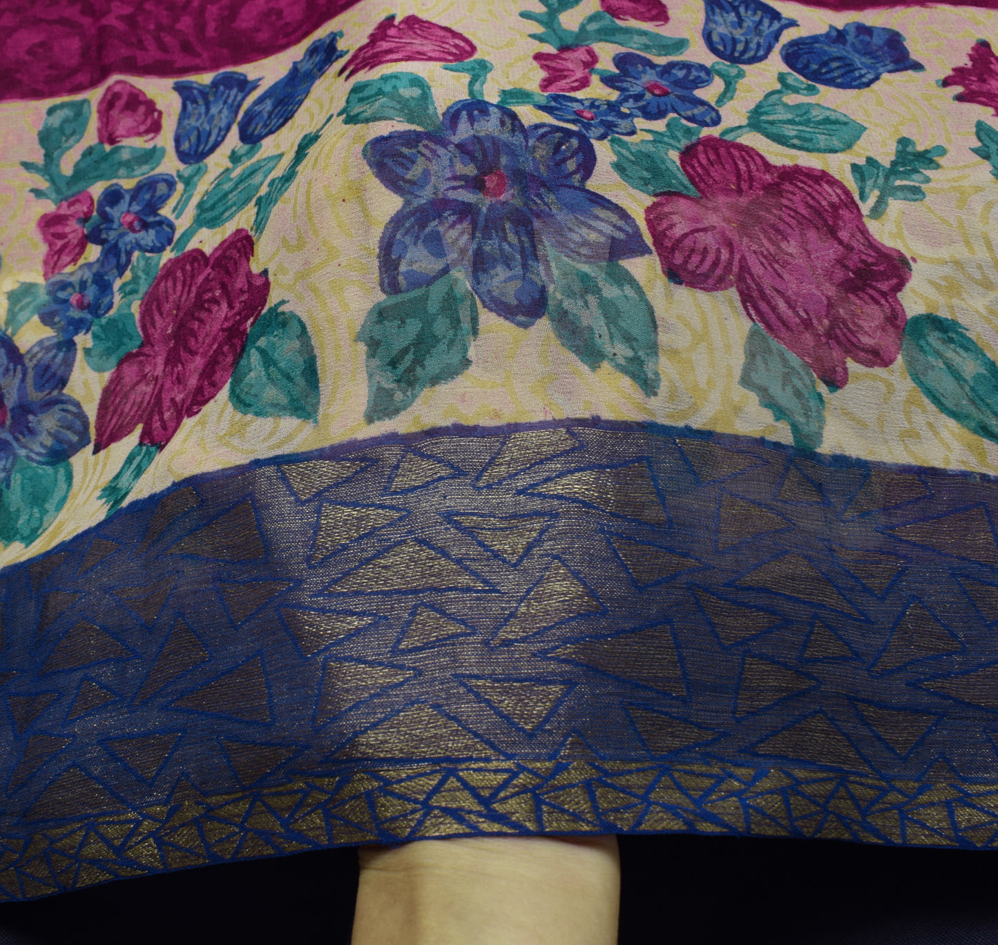 Sushila Vintage Magenta Saree  Pure Georgette Silk Printed Floral Craft Fabric