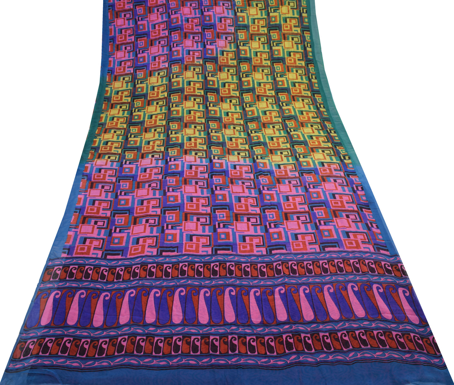 Sushila Vintage Saree 100% Pure Georgette Silk  Printed Sari with Blouse Fabric