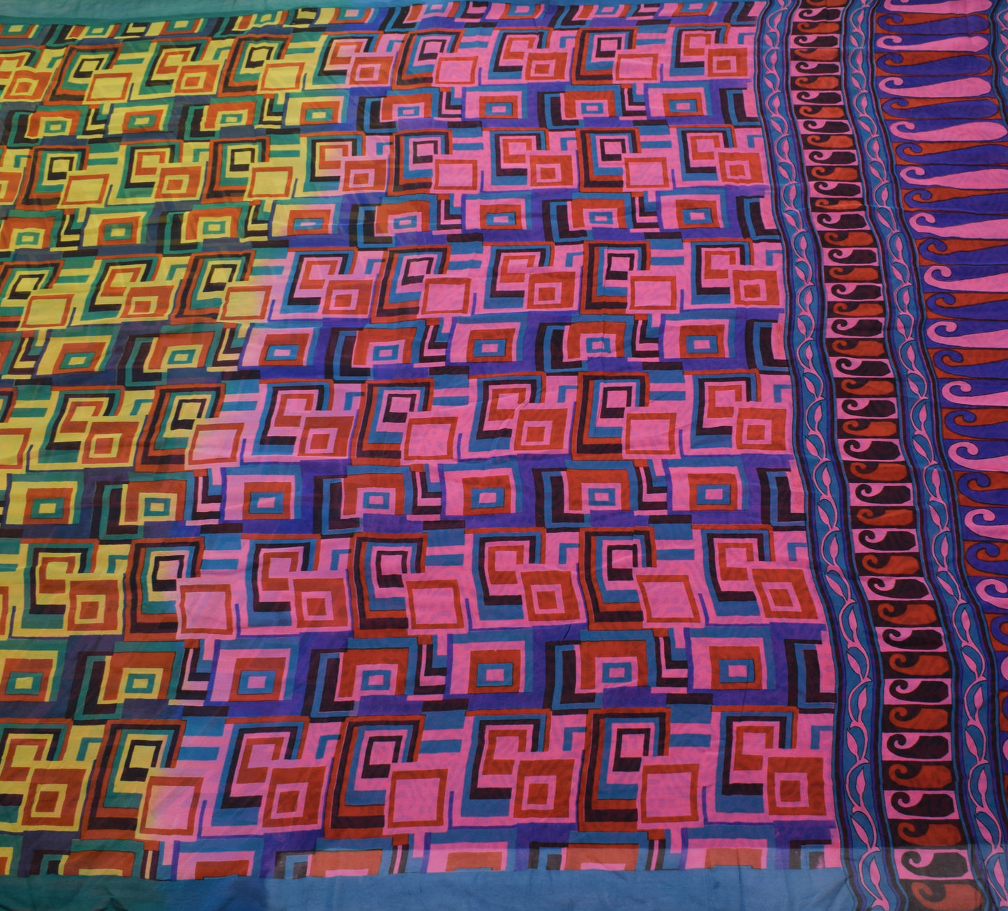 Sushila Vintage Saree 100% Pure Georgette Silk  Printed Sari with Blouse Fabric