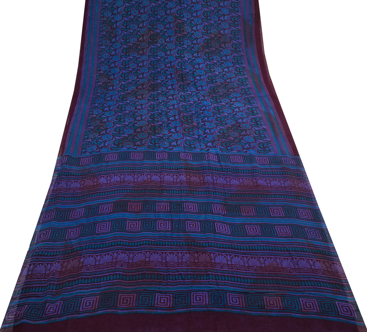 Sushila Vintage Maroon Saree 100% Pure Georgette Silk Printed with Blouse Fabric