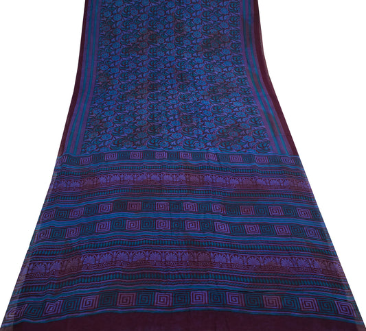 Sushila Vintage Maroon Saree 100% Pure Georgette Silk Printed with Blouse Fabric
