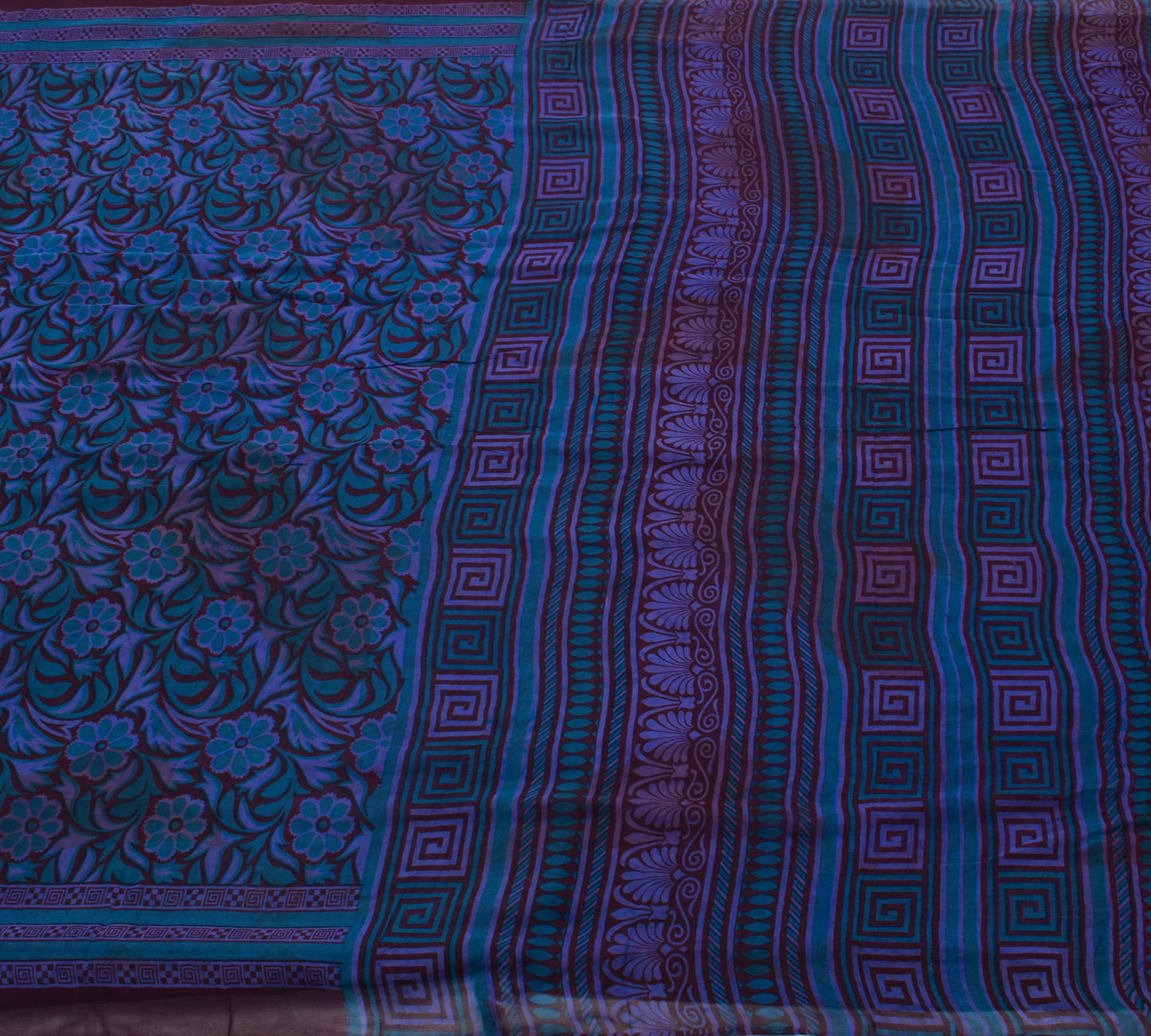 Sushila Vintage Maroon Saree 100% Pure Georgette Silk Printed with Blouse Fabric