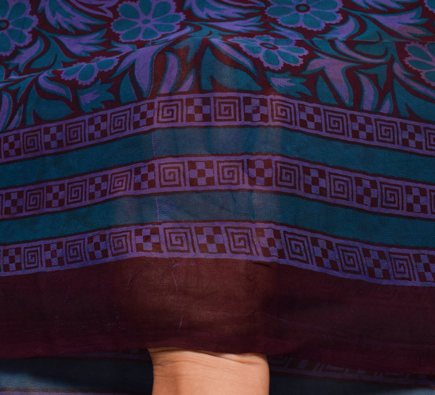 Sushila Vintage Maroon Saree 100% Pure Georgette Silk Printed with Blouse Fabric