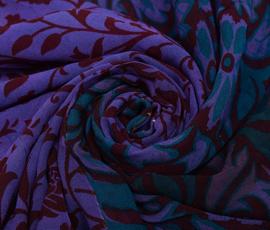 Sushila Vintage Maroon Saree 100% Pure Georgette Silk Printed with Blouse Fabric