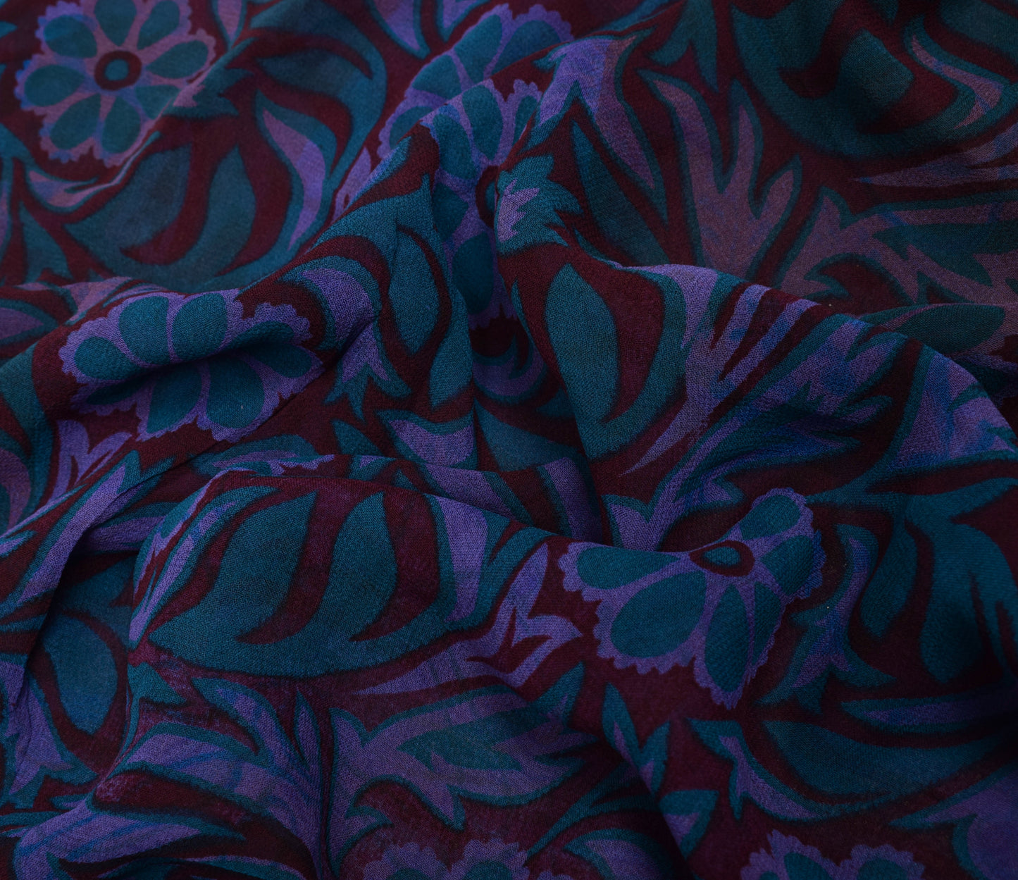 Sushila Vintage Maroon Saree 100% Pure Georgette Silk Printed with Blouse Fabric