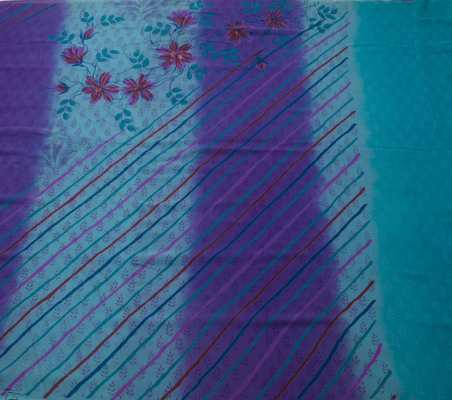 Sushila Vintage Purple Saree 100%Pure Georgette Silk Printed with Blouse Fabric