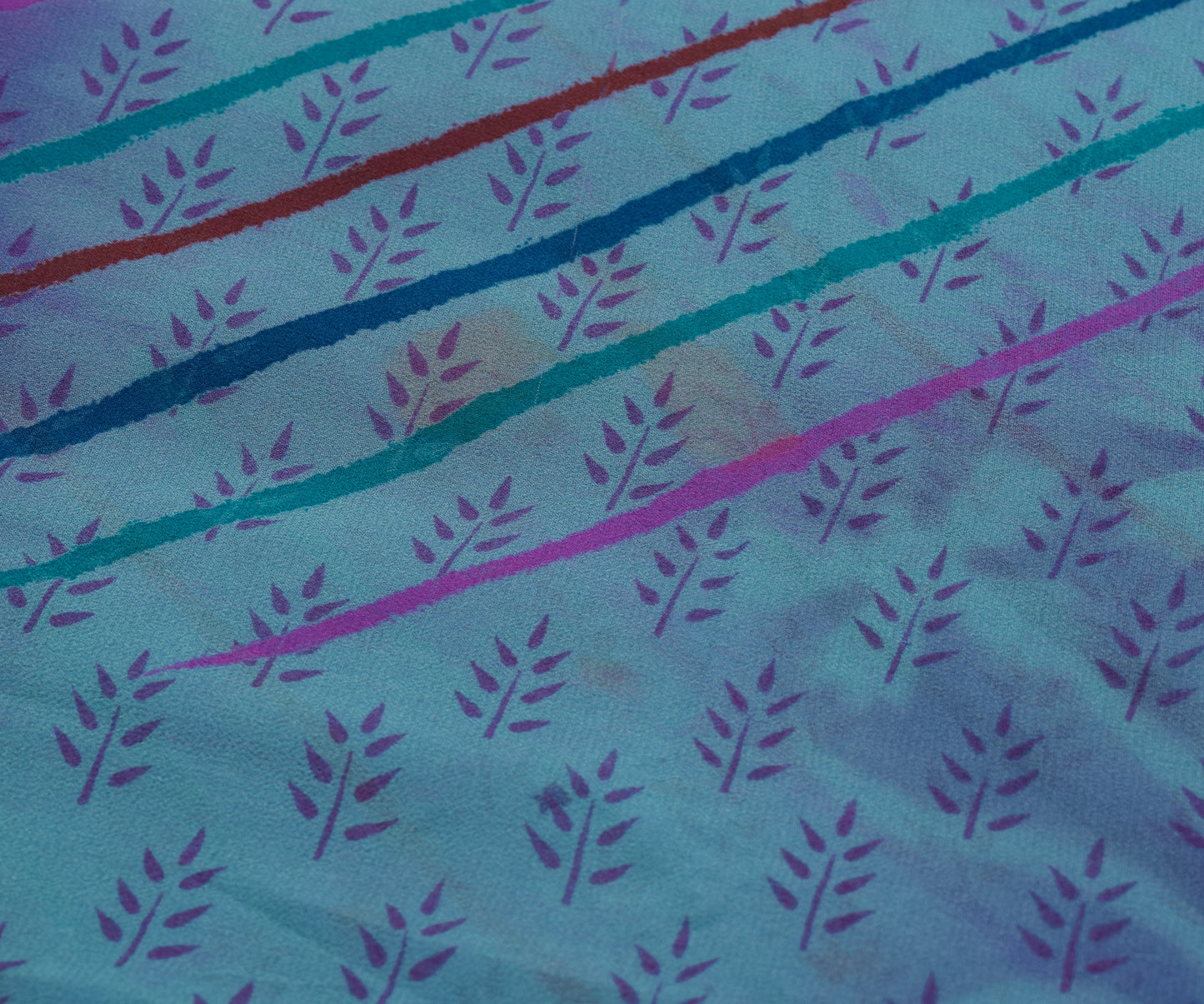 Sushila Vintage Purple Saree 100%Pure Georgette Silk Printed with Blouse Fabric