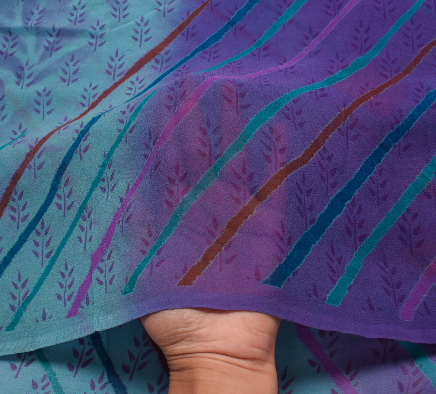 Sushila Vintage Purple Saree 100%Pure Georgette Silk Printed with Blouse Fabric