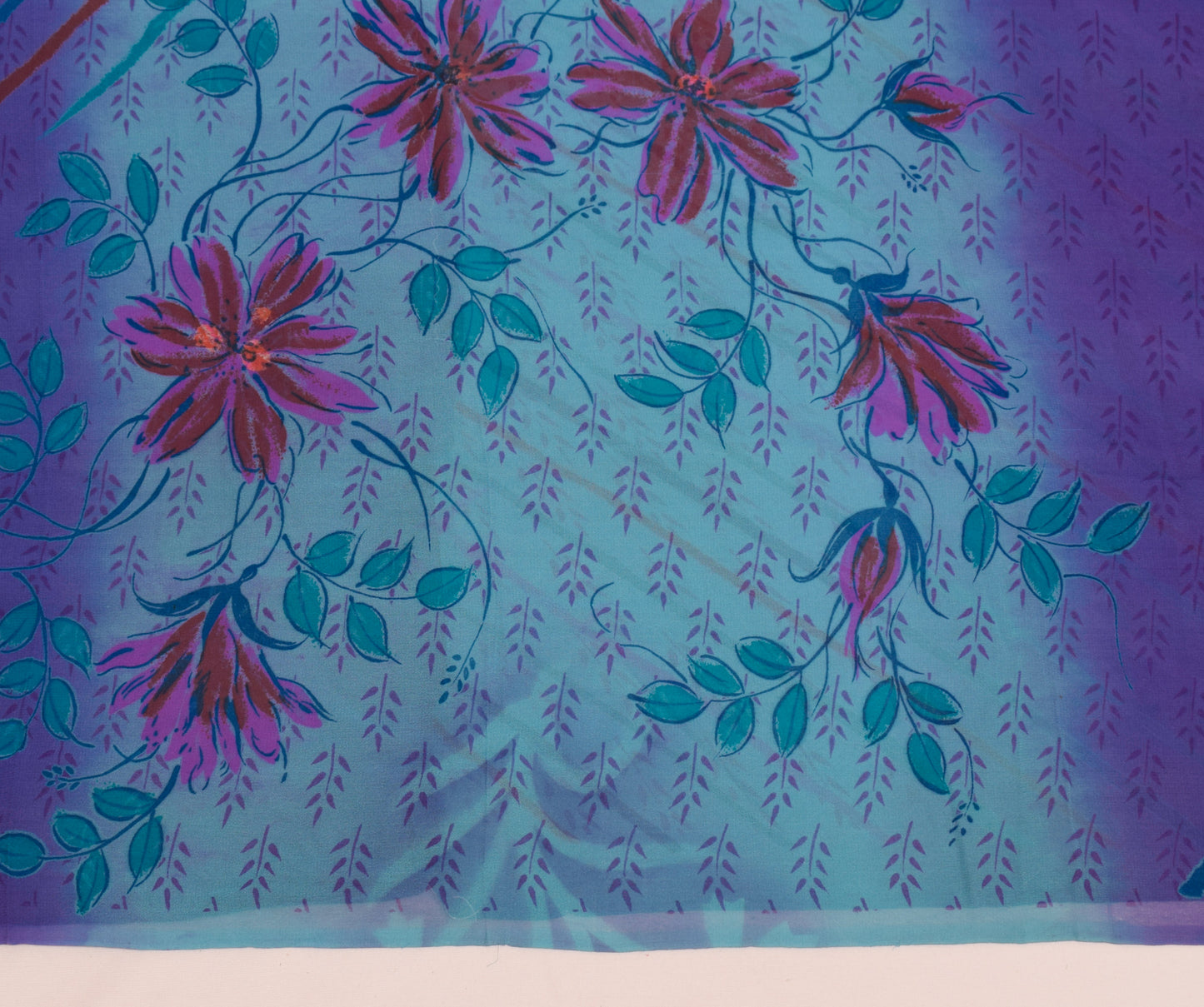 Sushila Vintage Purple Saree 100%Pure Georgette Silk Printed with Blouse Fabric