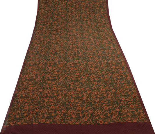 Sushila Vintage Green Saree 100% Pure Georgette Silk Printed with Blouse Fabric