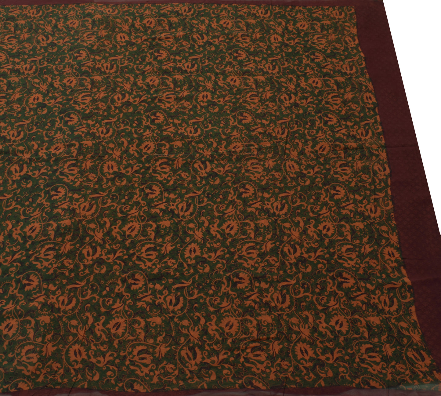 Sushila Vintage Green Saree 100% Pure Georgette Silk Printed with Blouse Fabric