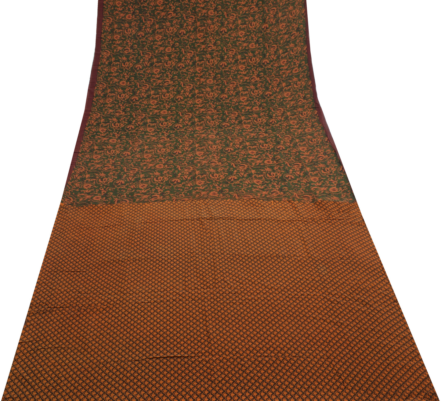 Sushila Vintage Green Saree 100% Pure Georgette Silk Printed with Blouse Fabric